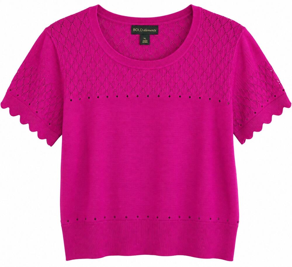 Bold Elements Fuchsia Knit Short Sleeve Top – Size XL – NWT